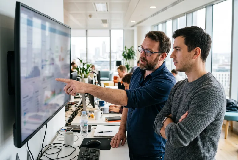 Engineers comparing technology options
