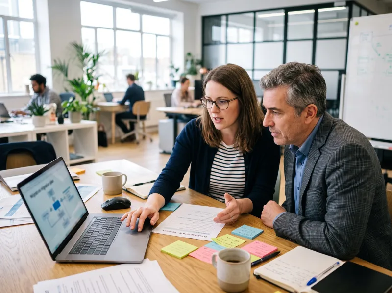 Consultant and business owner planning a cloud migration