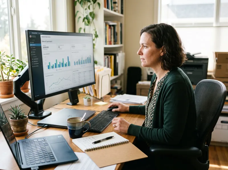Business owner reviewing a dashboard
