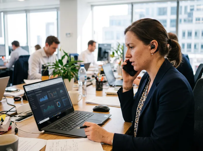 Account manager reviewing customer insights